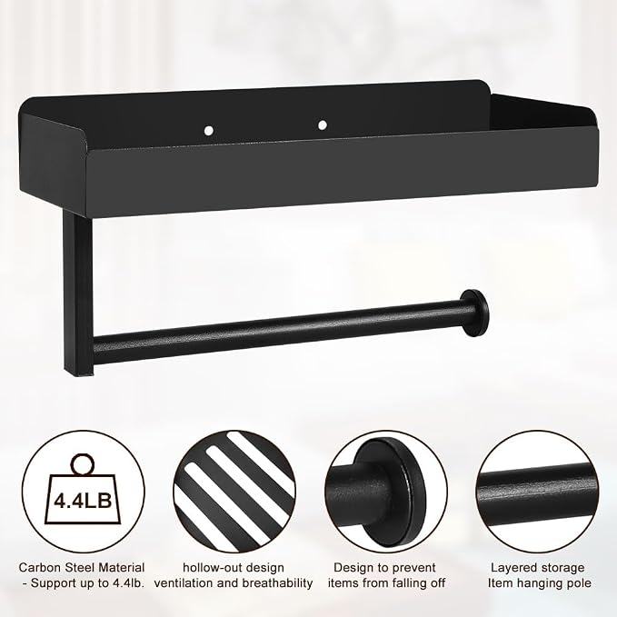 Picowe Dog Leash Holder for Wall, Metal and Wood Dog Leash Hooks,Easy Install Pet Stuff Storage Shelf Storage for Leashes,Collar, Toys, Treats, Poop Bag (By Screws)