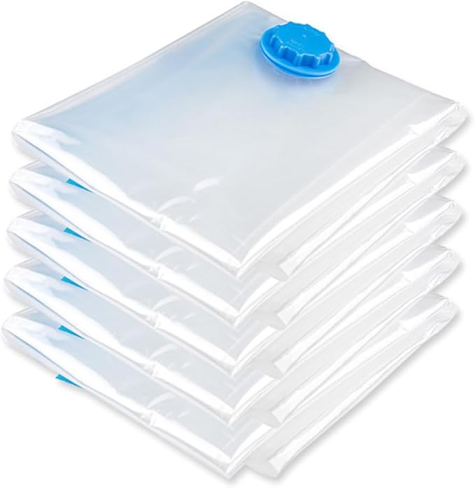 5Pcs Vacuum Storage Bags Space Saver 50x70cm PET and PE | Foldable Organizing Storage, Vacuum Compression for Curtains and Quilts, Room Saving Sealed Packing Set