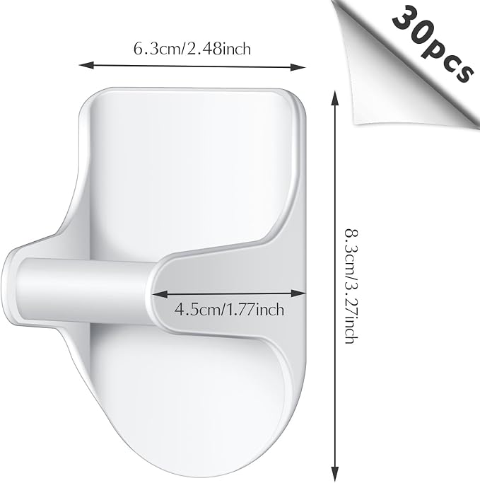 30 Pcs Wall Mount Spray Bottle Hooks Holder Spray Bottle Hanger Adhesive Hook to Create Storage Space Rack Organizer Hanger for Cabinet Kitchen Variety Surfaces (White)