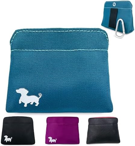 Small Dog Treat Pouch – Slim Magnetic Pocket Dog Treat Bag for Walking & Training – Discreet Clip On Treat Pouch for Leash, Waistband or Pocket – Mess Free Storage (Turquoise)
