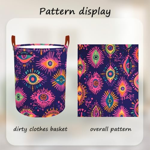 Laundry Basket 15.7x19.7 in Colorful Evil Eye Hamper for Bedroom