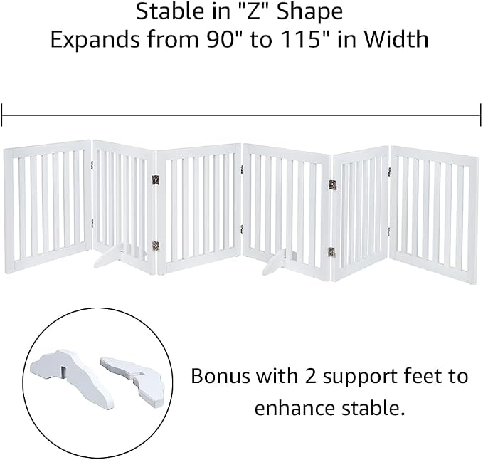 unipaws 120" Extra Wide Pet Gate and Pet Playpen Combination for Dog Cat | 24” Height Free Standing Dog Gate for Doorways, Stairs, Foldable Puppy & Room Divider, Indoor Use