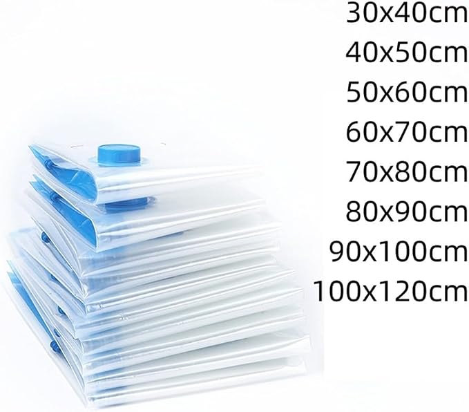 Transparent Vacuum Storage Bags for Clothes, Folding Compressed Space Saving Organizers, Large Size for Comforters, Blankets, Pillows, Seasonal Clothing, 7 Wire Thickness(60x70cm)