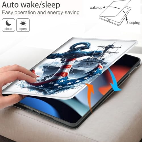 Bxgolkgd Tablet Case for Samsung Galaxy Tab S8/S7 11 Inch(2022/2020),Shockproof Stand Cover with Heat Dissipation,Auto Wake/Sleep Function,American Flag Anchor