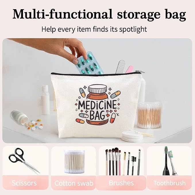 Home Medical Bag for Medicine Storage Organizer Pouches Emergency Pouch for First Aid Med Bag Patient Gifts from Nurse Drug Bags for Travel Camping Medication Storage Kit Pharmacy Doctor Gifts Ideas