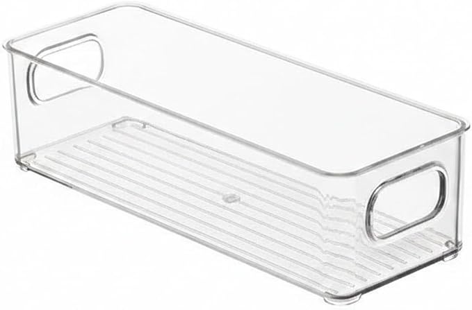 Clear PET Plastic Drawer Organizer with Dividers, Compartmentalized Storage Box for Small Items, 10 x 3.5 x 3 Inches