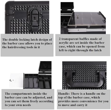 Beauty Salon Barber Case,Hair Stylist Tool Kits Organizer,Professional Barber Travel Carry Case for Hair Scissors Tools Hair Stylist Pet Groome,Barber Carrying Case with Code Lock (Large Black)