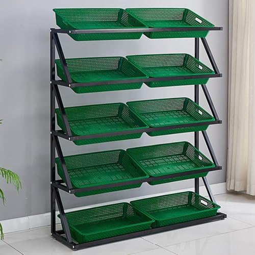Store Display Rack Wall Mounted Storage Rack,Heavy-Duty Steel Fruit and Snack Display Stand, Multi-Tier Vegetable Rack for Grocery Stores, Convenience Stores, and Snack Shops