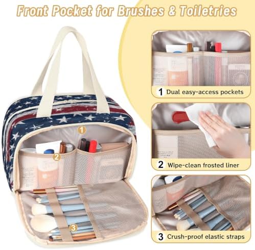 American Flag Travel Toiletry Bag for Women