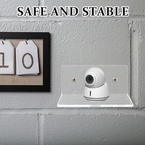 Cabilock 4pcs Transparent Acrylic Wall-Mounted Camera Rack Secure Floating Shelf for Router Monitor Versatile Storage for Living Room Nursery