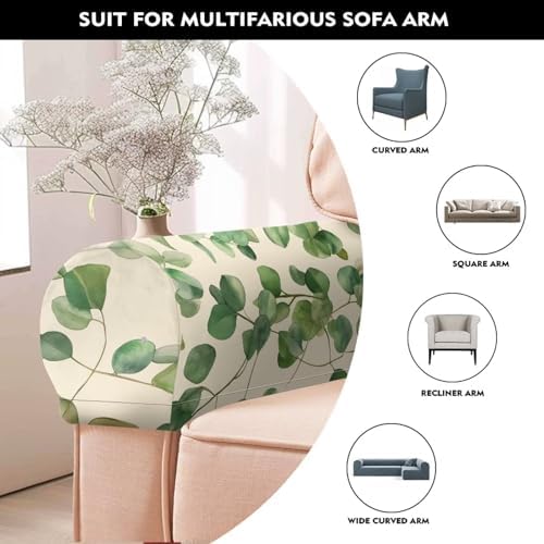 Armrest Covers for Sofa Green Leaf Couch Arm Covers Set of 2 Stretch Armchair Slipcovers for Recliner Protect and Decorate Your Sofa