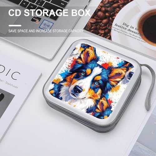 DVD Storage Binder for 40 Discs German Shepherd Dog, Hard Shell Protective Wallet with Handle, Portable CD Organizer for Car Travel