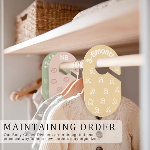 slapaflife Baby Closet Dividers, Double-Sided Cute Design Baby Clothes Dividers for Closet, Baby Clothes Organizer for Sorting Clothing in 7 Sizes from Newborn to 12+ Months
