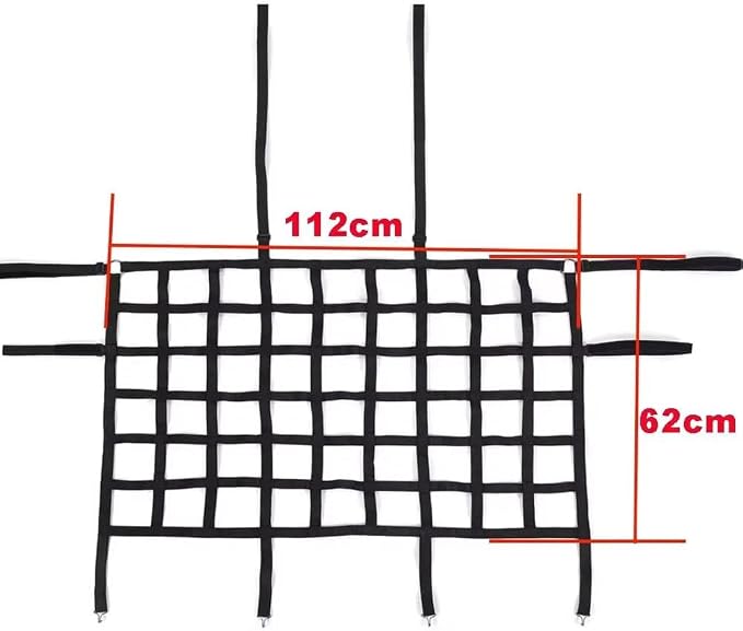 Car Nets Car Rear Seat Trunk Isolation Cargo Net Dog Barrier Protection Divider Safety Driving Mesh For Jeep For Wrangler JK JL JT 2007-2023 Cargo Net (Red)