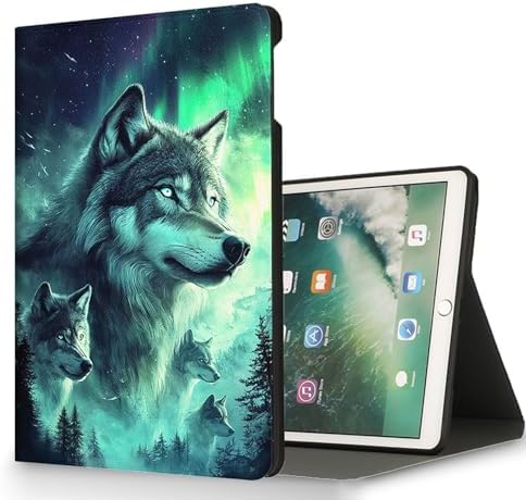 for Microsoft Surface Go 4/3/2/1-10.5" 2021 Tablet Case,Auto Wake/Sleep,Adjustable Stand Protective Cover - Wolf Northern Lights