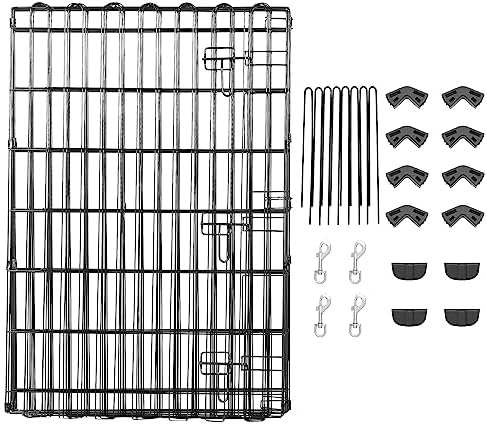 Amazon Basics Foldable Metal Exercise Dog Playpen, Indoor/Outdoor, Single Door, 8 Panels, 36 Inches, Medium, Black