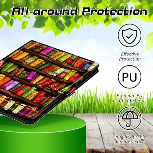 Universal Tablet Case for T-Mobile Revvl Tab 2 10.1" Model:9185W 2025/Revvl Tab 5G 10.36" 2023, 360 Degree Rotating Kickstand Protective Stand PU Leather Shell Cover for 9"-10.5", Art Books