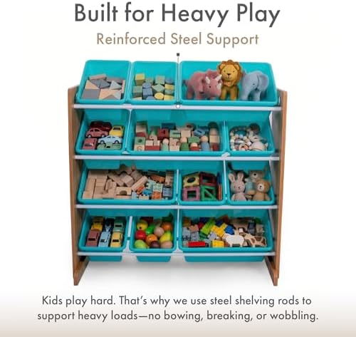 Humble Crew Kids Toy Organizer with 12 Bins, 4 Tier Storage for Playroom