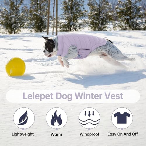 Lelepet Reversible Dog Coat Windproof Dog Puffer Jacket Lightweight Vest