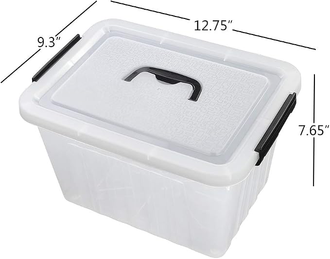 Cand 12 Quart Lidded Storage Bin with Black Handle, Plastic Latching Boxes