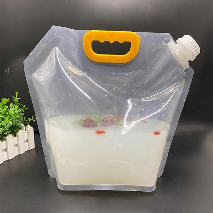 PRETYZOOM Transparent Beverage Bag Pa/Pet with Handle 4 Pack | Food Grade Plastic, with Cover, Disposable Design, for Beer, Soy Milk, Juice