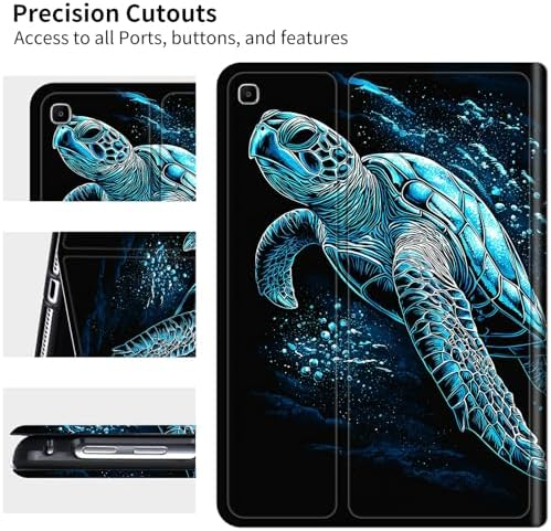 for Samsung Galaxy Tab S6 10.5" 2019 SM-T860/T865/T867 Case | Slim Leather Smart Cover with Multi-Angle Anti-Slip Stand [Auto Wake/Sleep] Shell for Women Men, Blue Black Turtle