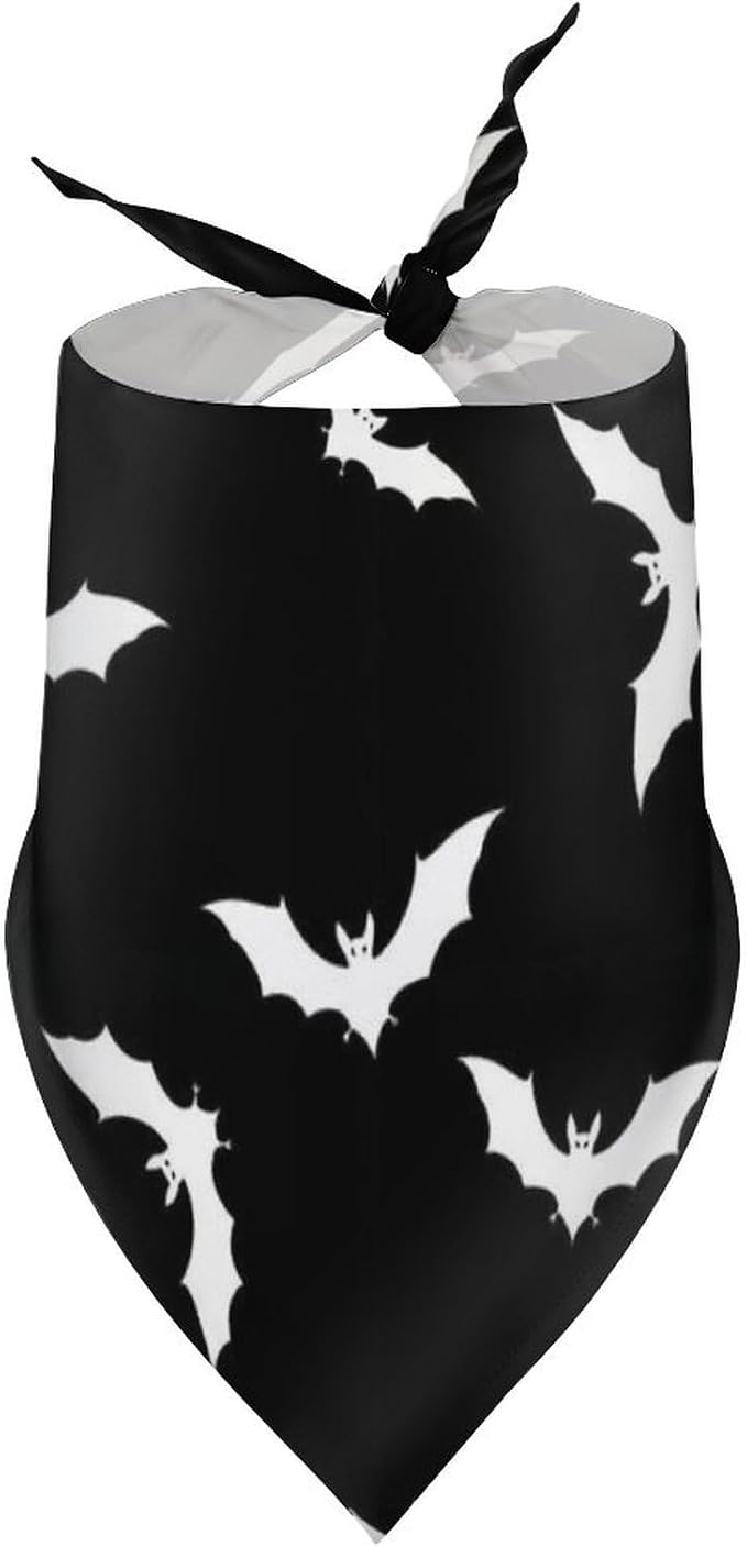 Adjustable Comfy Pets Triangle Scarf for Small, Medium, Large Dogs and Cats Running, Walking, Outdoor Activities Use (Bats Halloween Goth)