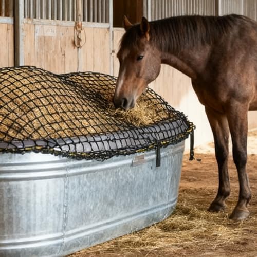 2Pcs 74'' x 45''Heavy Duty Stock Tank Slow Feed Hay Net, Buckle Adjustable
