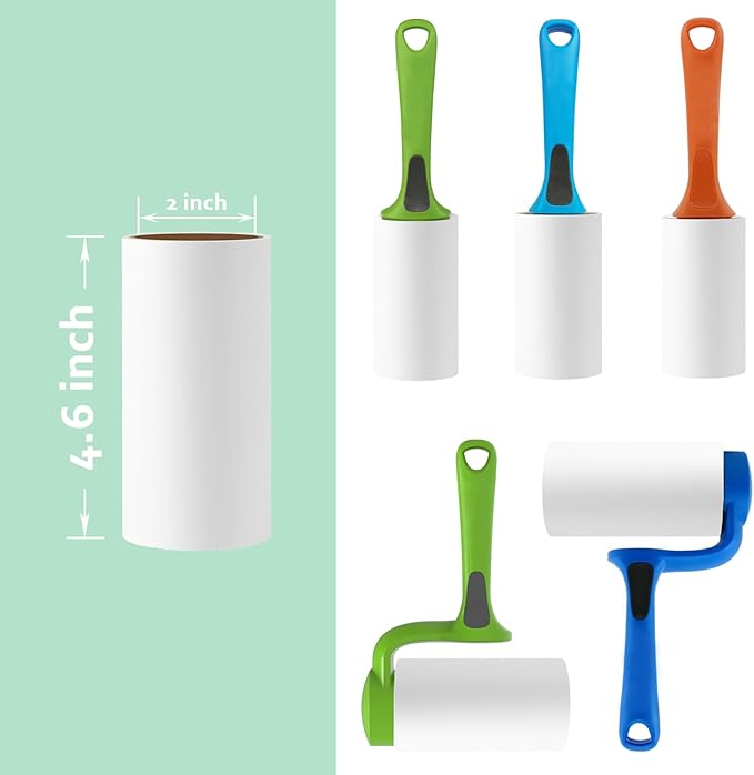 4.6 inch Giant Lint Roller Refills Compatible with Evercare Giant Lint Roller 4.6 inch Pet Hair Remover Roller Refill Extra Sticky 60 Sheets per Roll 5 Pack Total 300 Sheets