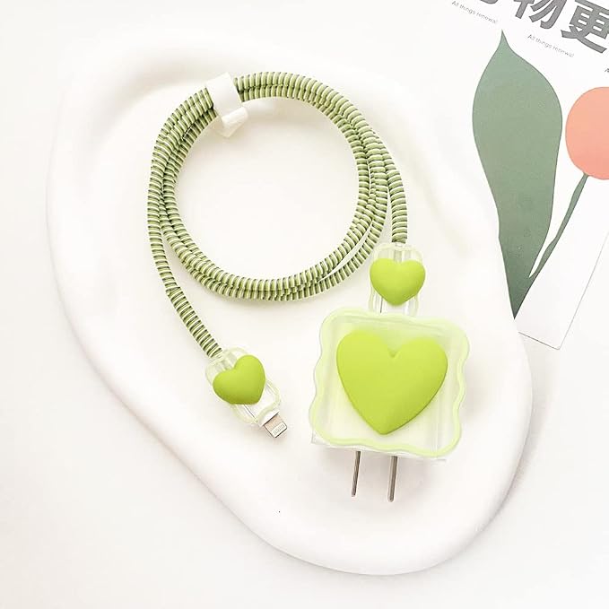 ZOSTLAND 5 in 1 DIY 18W 20W Heart Shape Protector Data Cable USB Charger Line Earphone Wire Saver Organizer Compatible with iPhone 11 12 13 14 15 Pro Max