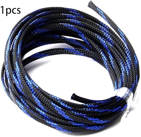Jutagoss PET Expandable Braided Cable Sleeve, 16.4ft - 1/4 inch Black Blue Cable Management Sleeve, Wire Loom Tube Cord Protector for USB Cable, Power Cord, Audio Video and More, 1Pc