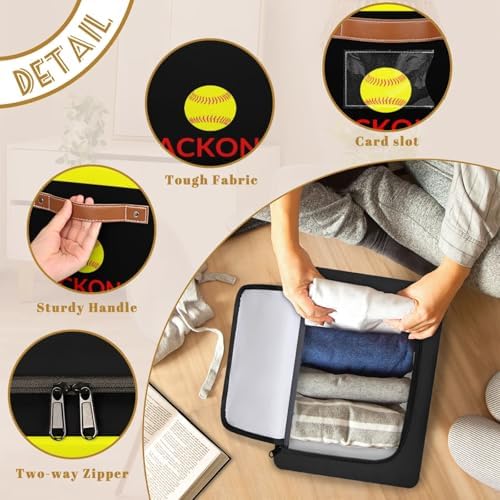 Custom Storage Basket with Zipper Lid, Tennis Ball Foldable Fabric Storage Boxes Decorative Closet Shelves Clothes Organizer Container Cubes with Handle 1PCS