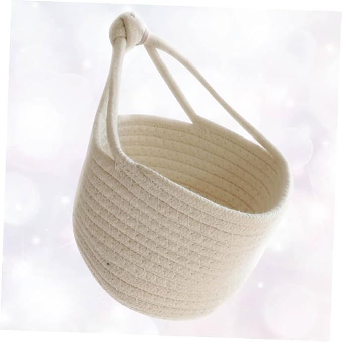 Woven Cotton Rope Storage Basket 7.08 in Round Hanging Basket Nursery Hanging Organizer for Toys Books Clothing Sundries Kids Play pack