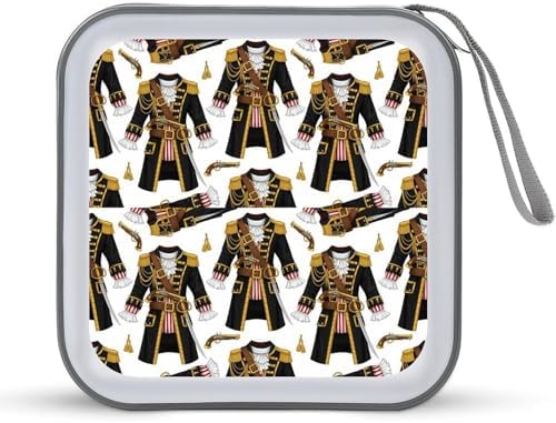 40-Disc Hard Shell Storage Wallet Pirate Costume, DVD CD Binder with Carry Strap, Portable Protective Organizer for Travel Office