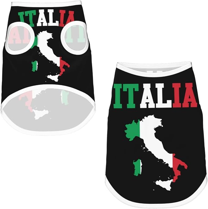 Italia Flag Italy Map Dog Shirts Sleeveless Puppy Cotton T-Shirts