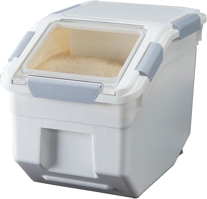 10 Liter / 20 lbs Rice Storage Container with Measuring Cup, BPA free, For Rice | Grain | Pet Food | Flour, 1 count, White