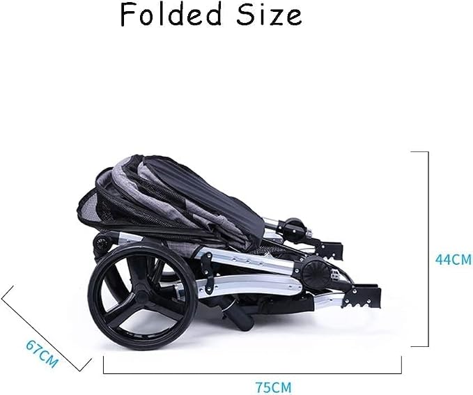 Large Pet Pram Dog Strollers Travel Carriage Stroller Carrier Cat Stroller Breathable 600d Oxford Cloth (Grey A) ()