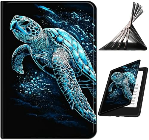 for Samsung Galaxy Tab S6 10.5" 2019 SM-T860/T865/T867 Case | Slim Leather Smart Cover with Multi-Angle Anti-Slip Stand [Auto Wake/Sleep] Shell for Women Men, Blue Black Turtle