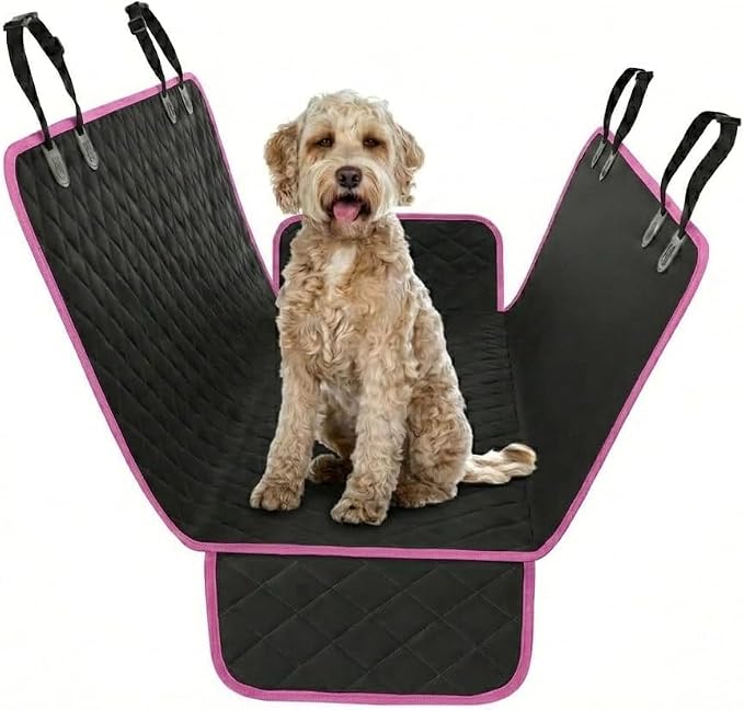 Active Pets Pink XL Dog Car Hammock Back Seat Cover, Waterproof Backseat Cover Protector for Truck Bench Rear of Sedans or SUVs, Essential Pet Supplies Vacuum or Wipe Clean, Machine Washable