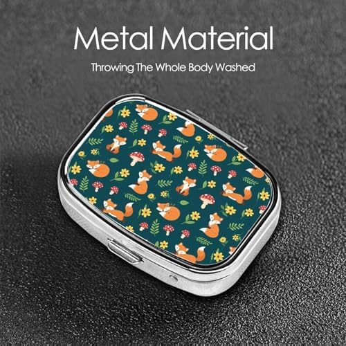 Outdoor Pill Box Rugged Medicine Case Waterproof Supplement Organizer Backpacking Gear, Summer Leaves Flowers Floral Foxes