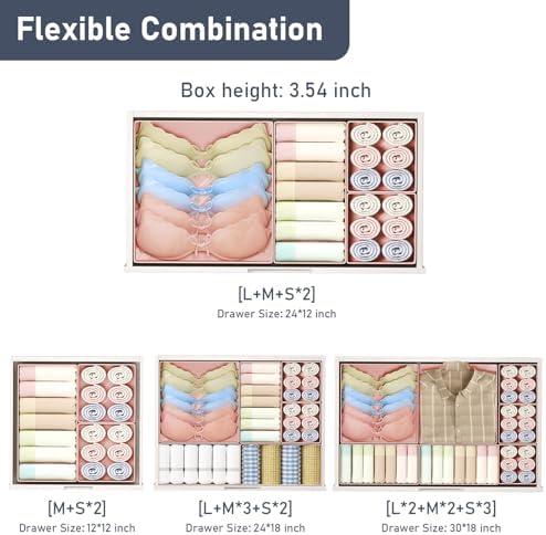 DIMJ Drawer Organizer Clothes - 30 Pack Baby Dresser Organizer for Nursery Closet Organization, Fabric Drawer Organizer Bins for Underwears Socks Bras, Foldable Storage Dividers for Bedroom
