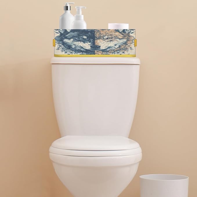 Wolf Fierce Flowers Bathroom Storage Basket, Foldable with Handle Open Countertop Paper Towel Decorative Box, Toilet Tank Top Shelf Baskets for Home Closet Bedroom Living Room Office