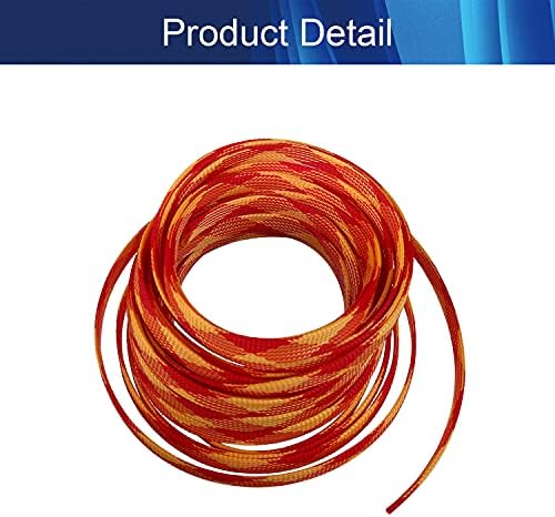 Jutagoss PET Expandable Braided Cable Sleeve, 32.8ft - 1/2 inch Red Yellow Cable Management Sleeve, Wire Loom Tube Cord Protector for USB Cable, Power Cord, Audio Video and More, 1Pc