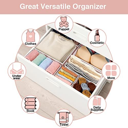 Criusia 8 Pack Underwear Drawer Organizer, Foldable Cloth Storage Box Closet Dresser Drawer Divider for Clothes, Bras, Socks, Ties, Scarves, Lingerie, Accessories