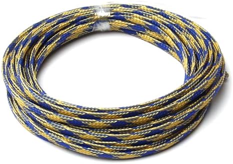 Jutagoss PET Expandable Braided Cable Sleeve, 16.4ft - 3/16 inch Blue Yellow Cable Management Sleeve, Wire Loom Tube Cord Protector for USB Cable, Power Cord, Audio Video and More, 1Pc