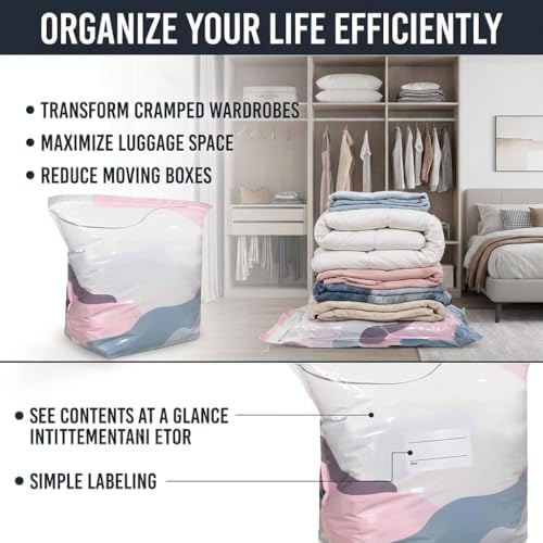 No Pump Vacuum Storage Bags, Press & Seal, No Pump Needed, 3D Compression Bags for Storage, for Clothes, Comforters, Blankets (M*3 PCS)