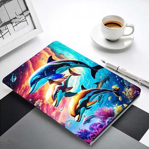 for Samsung Galaxy Tab A8 10.5 Inch 2022 (SM-X200/X205/X207) Tablet Case,Premium Leather Folio Stand Auto Wake/Sleep,Multiple Viewing Stand,Cute Dolphin