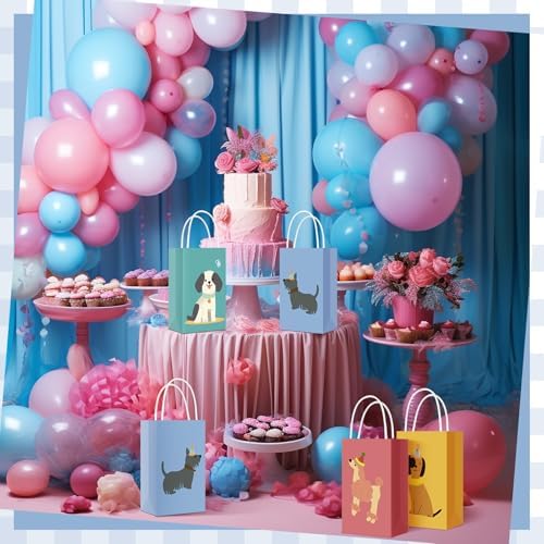 Trnayi 16 Pcs Pet Dog Themed Birthday Party Decorations Retro Puppy Party Favors Supplies 10.6 x 5.1x 3.1 Inches Cute Tote Bags Gift for Cookies Cupcakes Desserts Birthday Baby Shower Table Decor