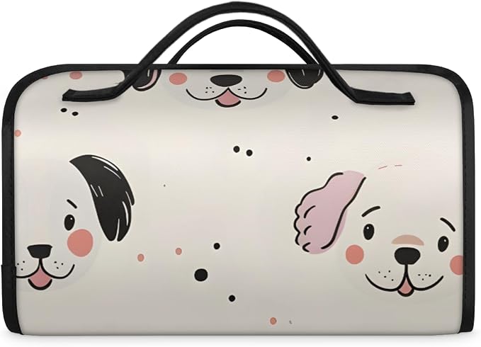 Puppy Dog Makeup Bag for Women Hanging Roll-Up Travel Organizer Toiletry Kit with 4 Removable Compartments, Cute