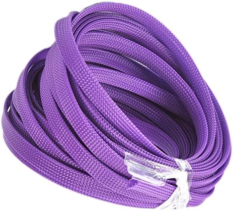 Bettomshin 1Pc 32.8Ft(10m) Cable Management Sleeve, 3/8"(10mm) Width PET Purple Cord Protector, Wire Loom Tube Insulated Split Sleeving for USB Cable Power Cord Organizer Video Cable Hider